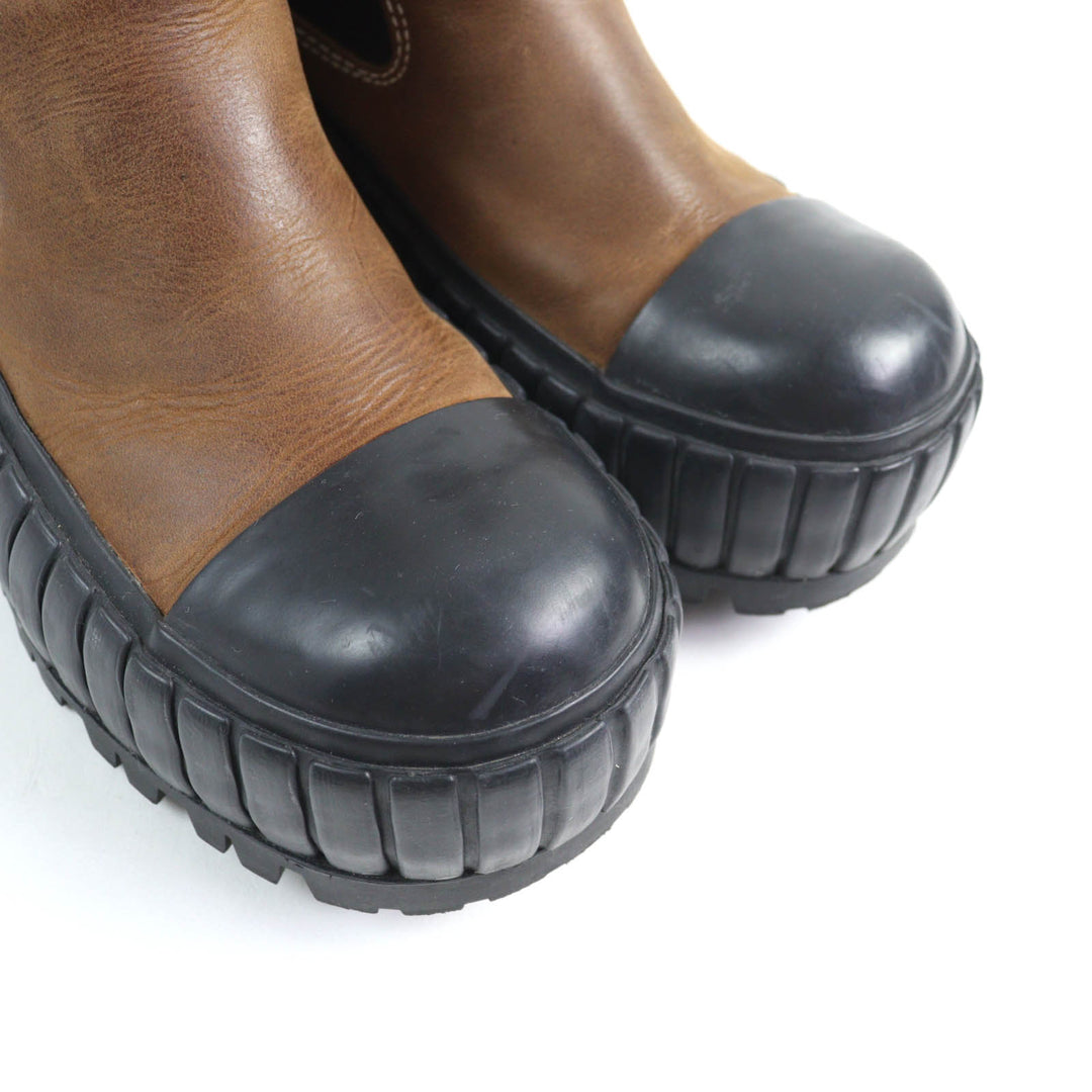 Great MM6 Maison Margiela Ankle boots Contrast stitch Brown leather Women 37
