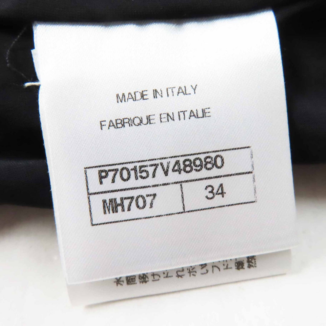 Excellent CHANEL blouse Off-Shoulder Shirring black multi polyester Women 34
