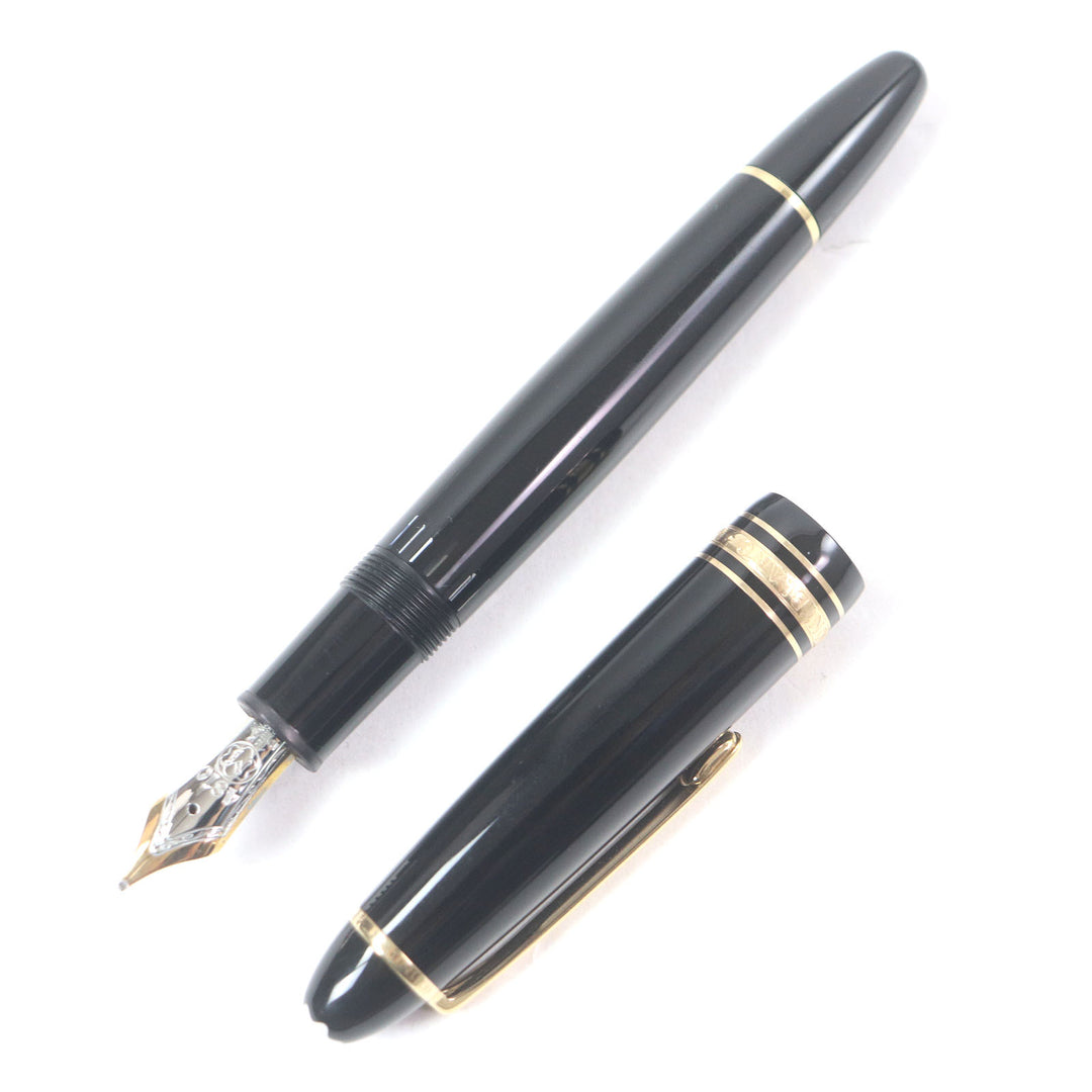 Great MONTBLANC fountain pen Meisterstck Cap type Black gold 14K mens