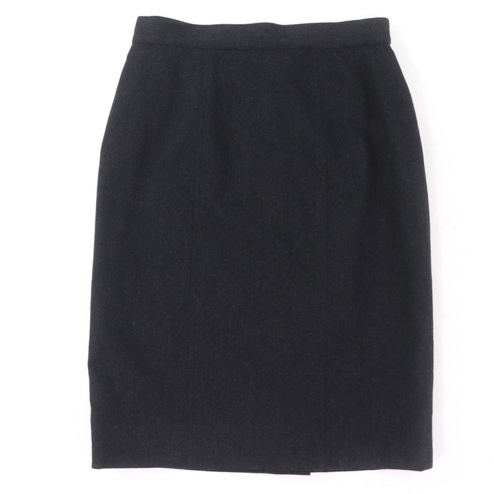 Excellent CHANEL Tight Skirt COCO Mark button included Dark gray Women 38