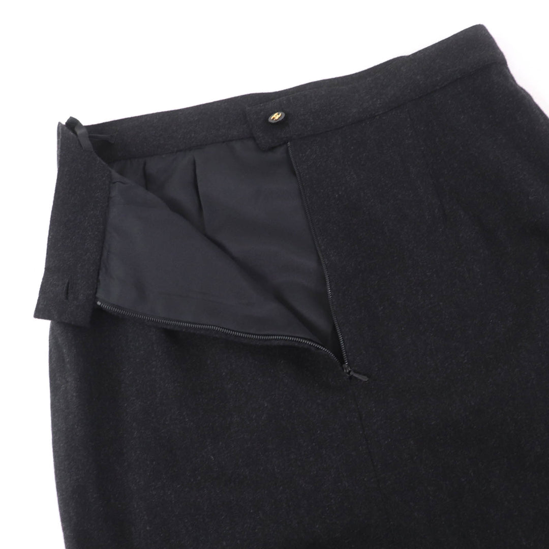 Excellent CHANEL Tight Skirt COCO Mark button included Dark gray Women 38 P05858V03532