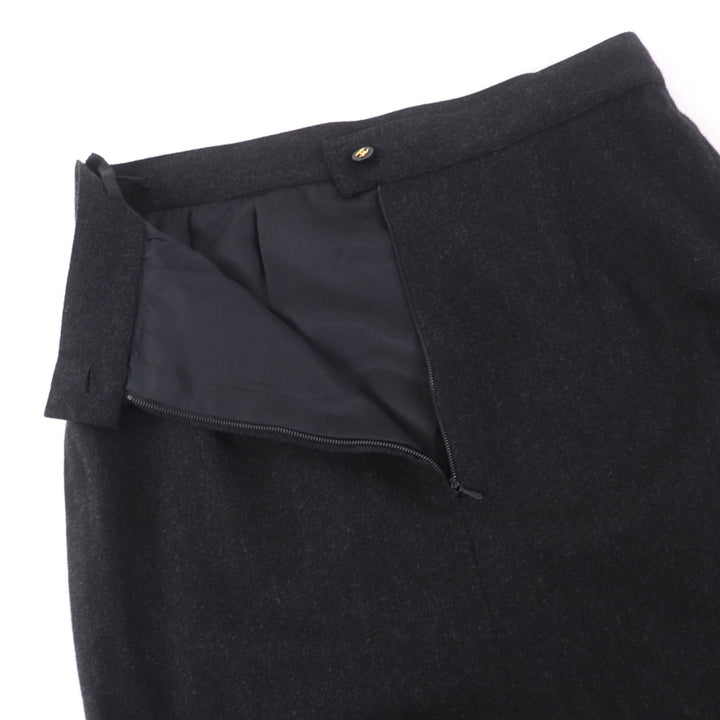 Excellent CHANEL Tight Skirt COCO Mark button included Dark gray Women 38 P05858V03532