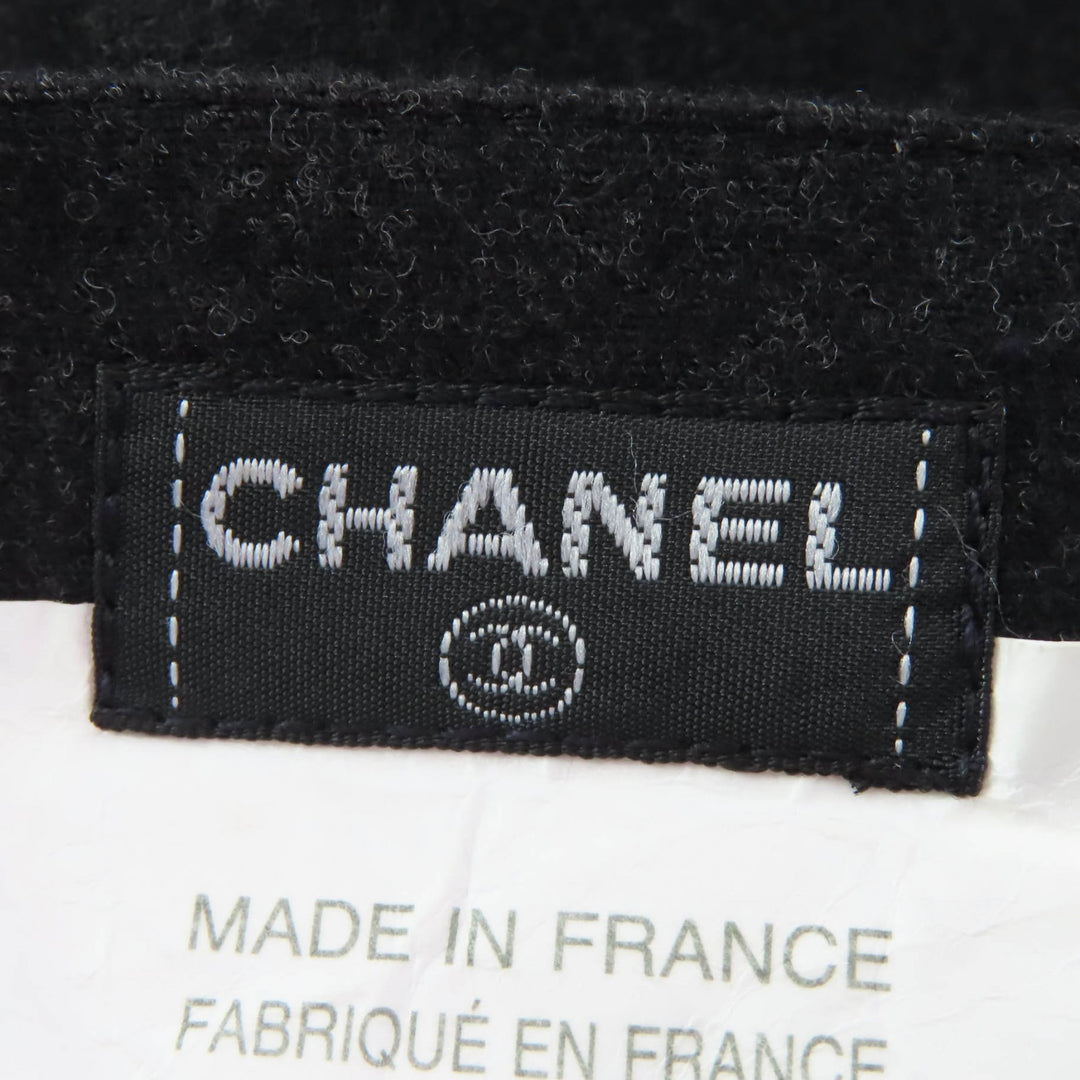 Excellent CHANEL Tight Skirt COCO Mark button included Dark gray Women 38 P05858V03532