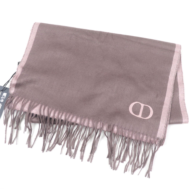Pristine DIOR Scarf CD logo embroidery fringe Rose Violet silk mens 93C0015DH001