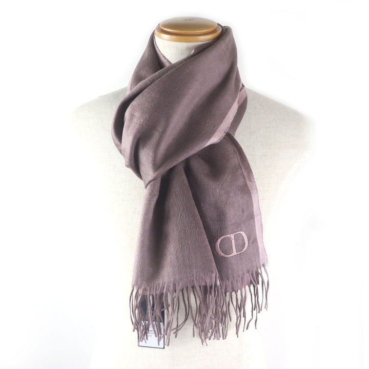 Pristine DIOR Scarf CD logo embroidery fringe Rose Violet silk mens 93C0015DH001