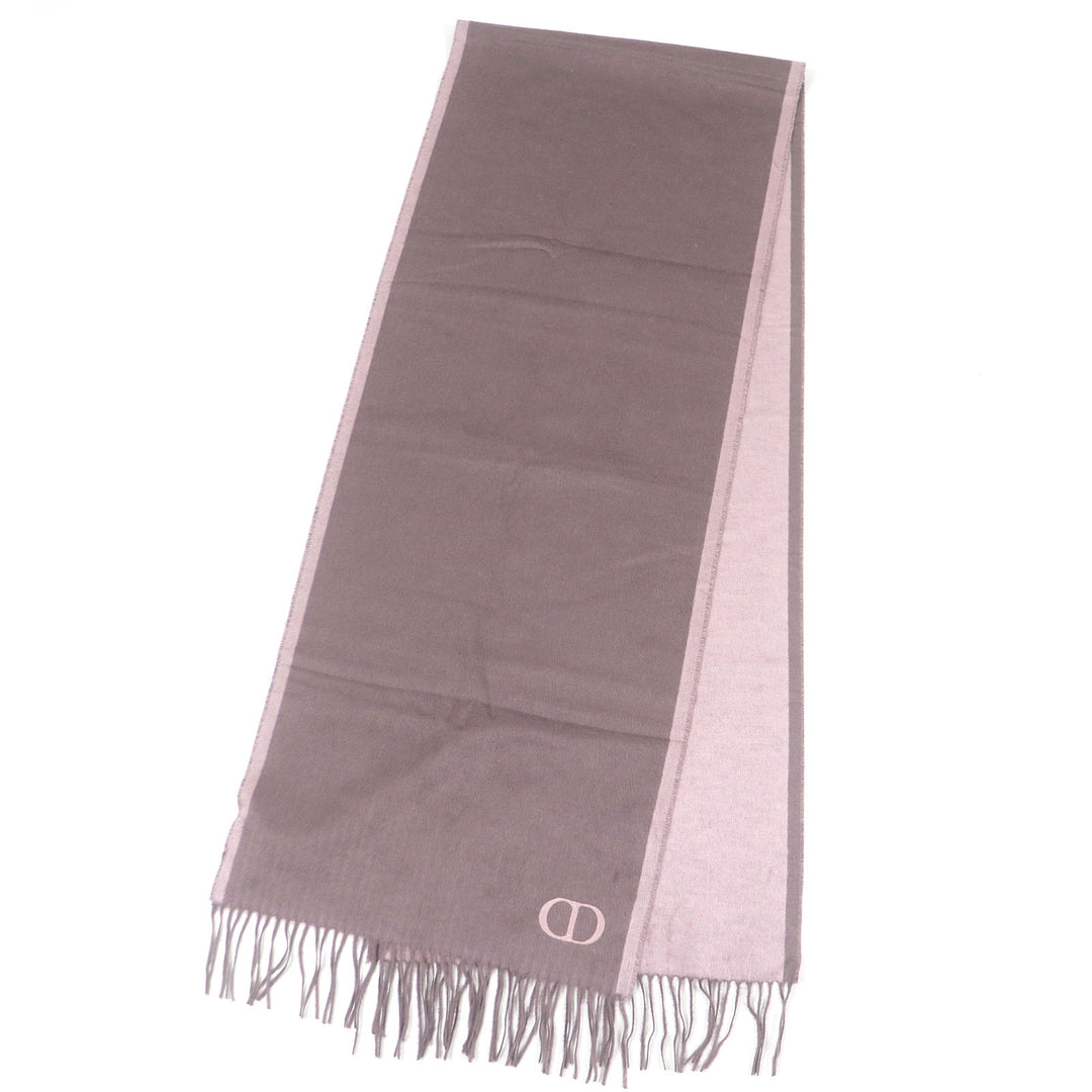 Pristine DIOR Scarf CD logo embroidery fringe Rose Violet silk mens 93C0015DH001