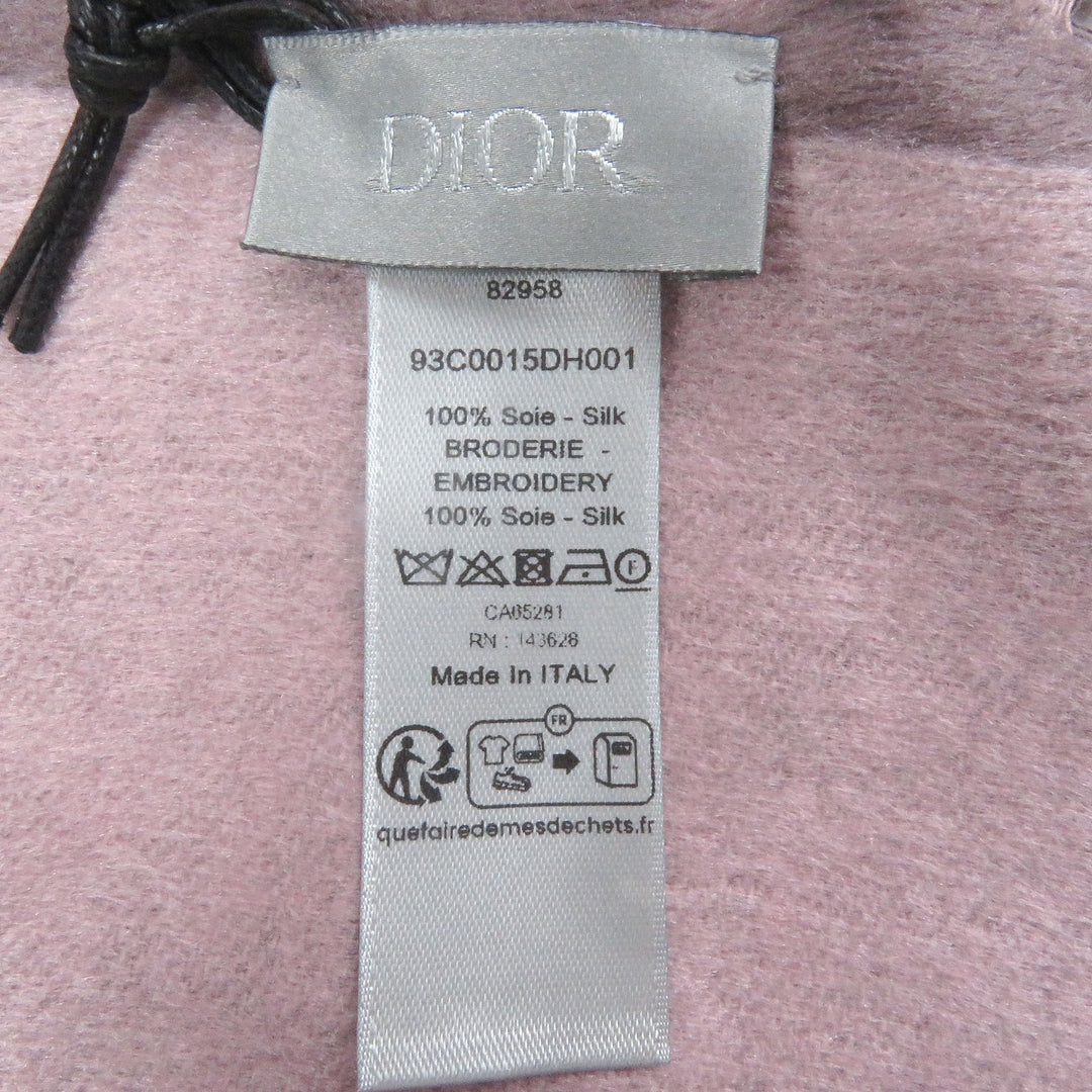 Pristine DIOR Scarf CD logo embroidery fringe Rose Violet silk mens 93C0015DH001