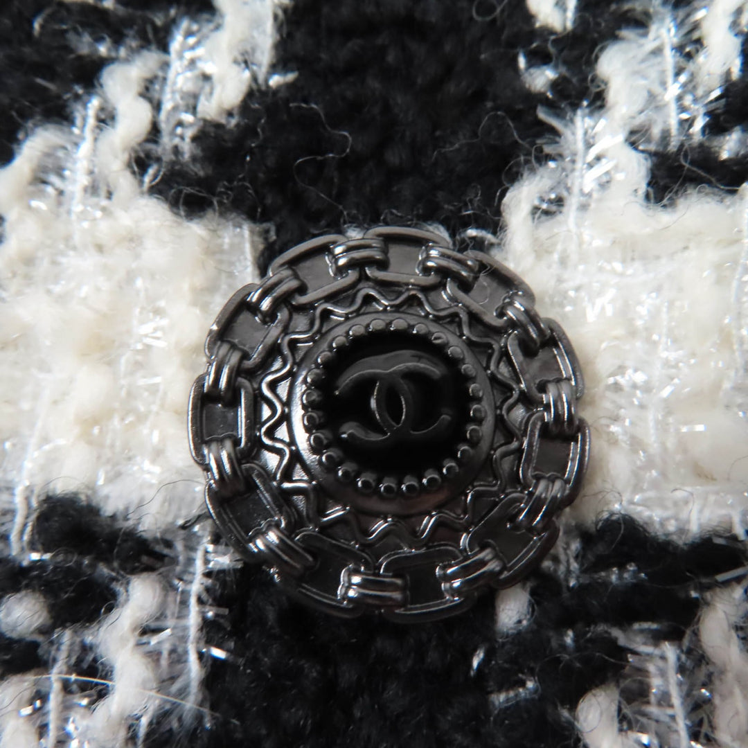 CHANEL Jacket COCO Mark Button Houndstooth Pattern Tweed Women 36 P62358V47832