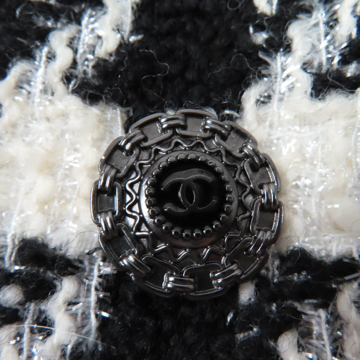 CHANEL Jacket COCO Mark Button Houndstooth Pattern Tweed Women 36 P62358V47832