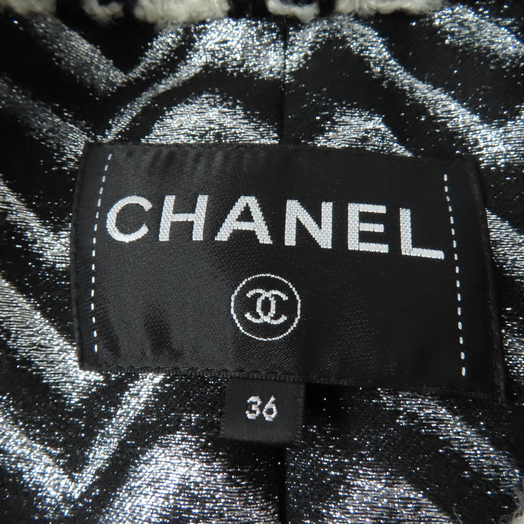 CHANEL Jacket COCO Mark Button Houndstooth Pattern Tweed Women 36 P62358V47832