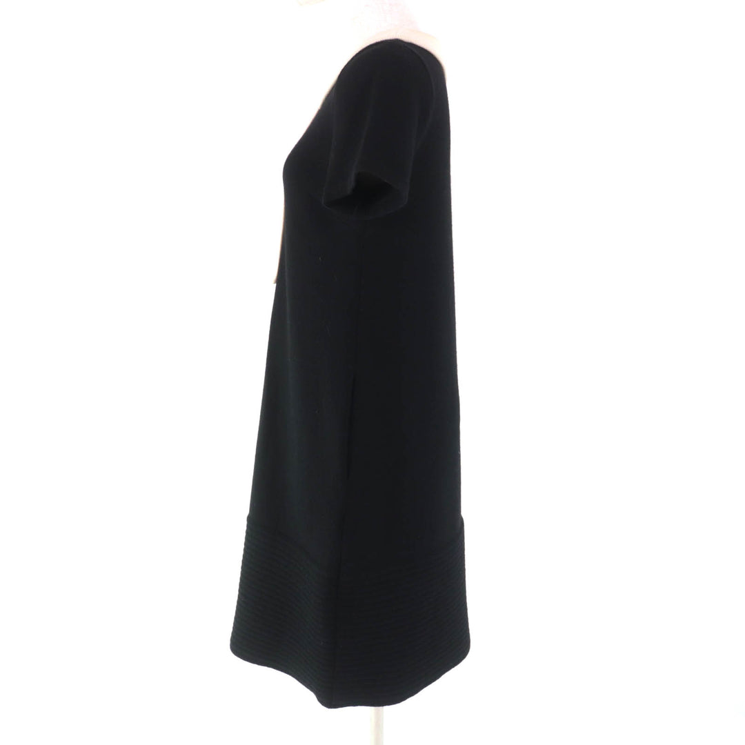 Excellent FOXEY one piece Knit Dress Mini Dress Black Ivory wool Women 40 34932
