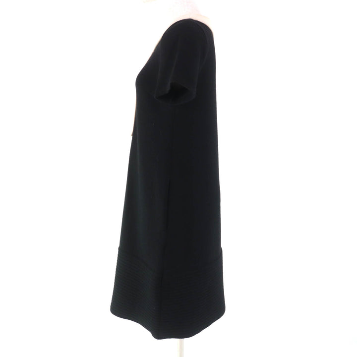 Excellent FOXEY one piece Knit Dress Mini Dress Black Ivory wool Women 40 34932