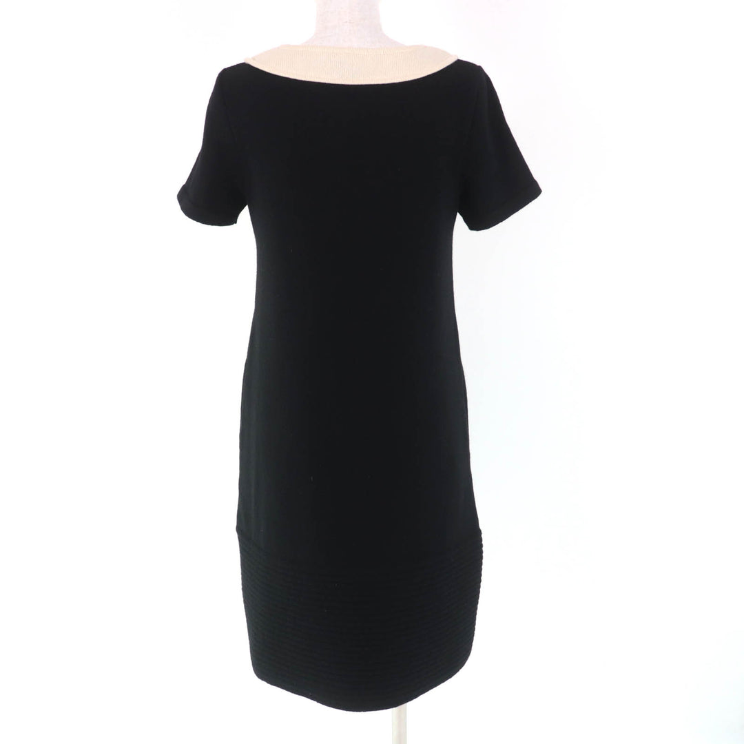 Excellent FOXEY one piece Knit Dress Mini Dress Black Ivory wool Women 40 34932