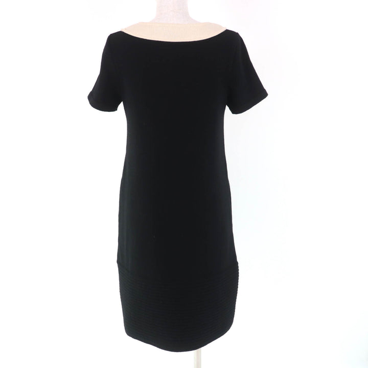 Excellent FOXEY one piece Knit Dress Mini Dress Black Ivory wool Women 40 34932