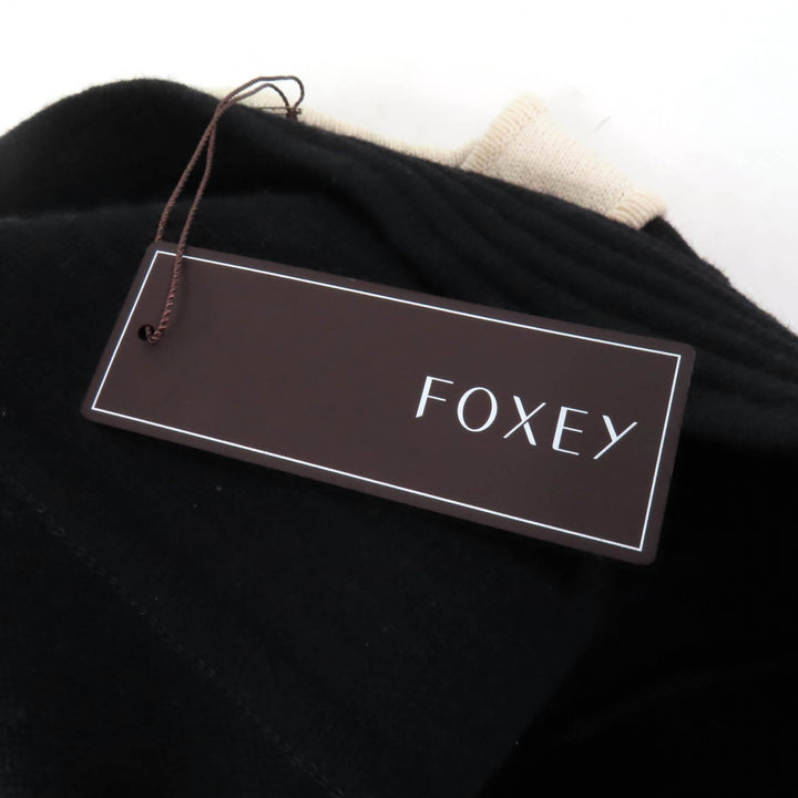 Excellent FOXEY one piece Knit Dress Mini Dress Black Ivory wool Women 40 34932