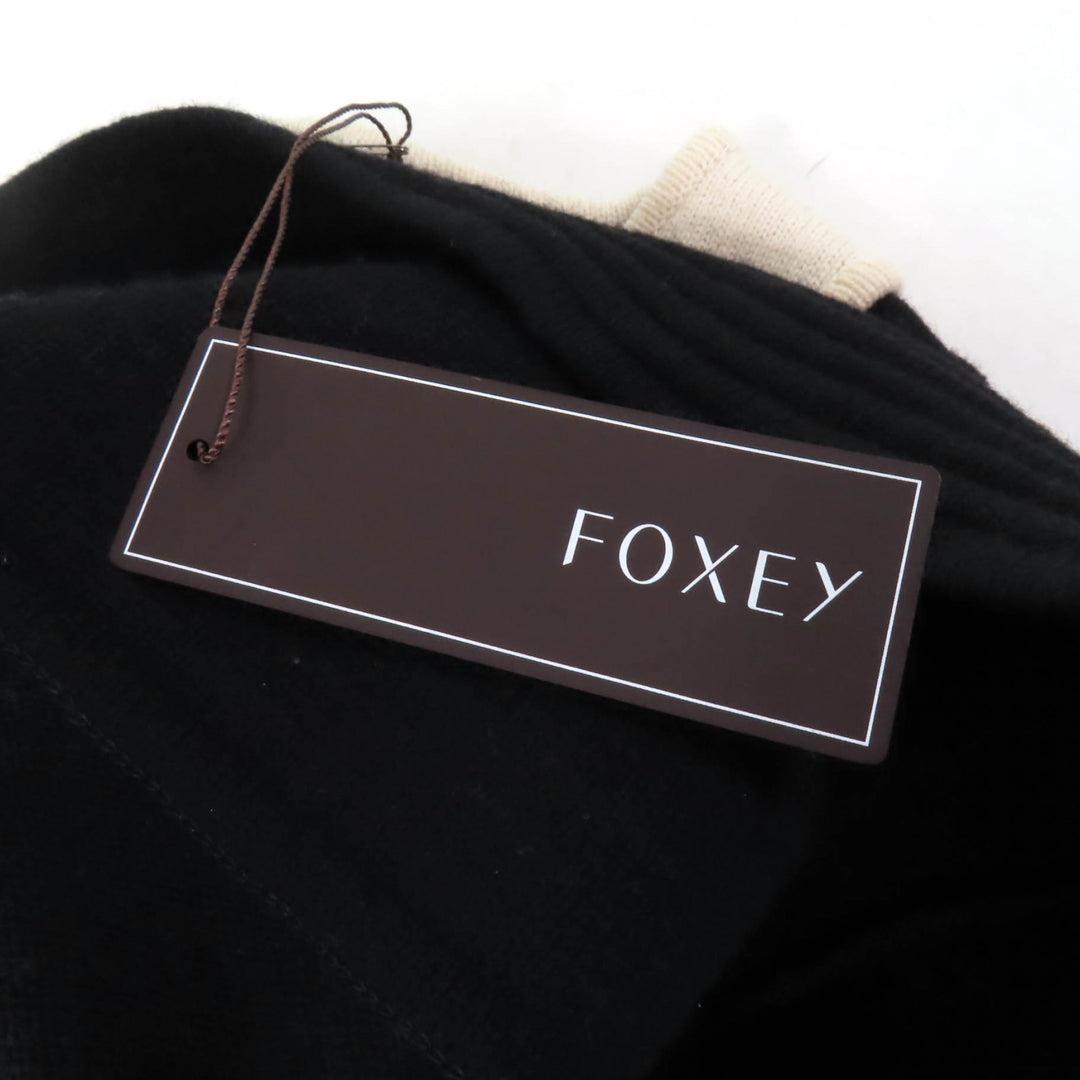 Excellent FOXEY one piece Knit Dress Mini Dress Black Ivory wool Women 40 34932