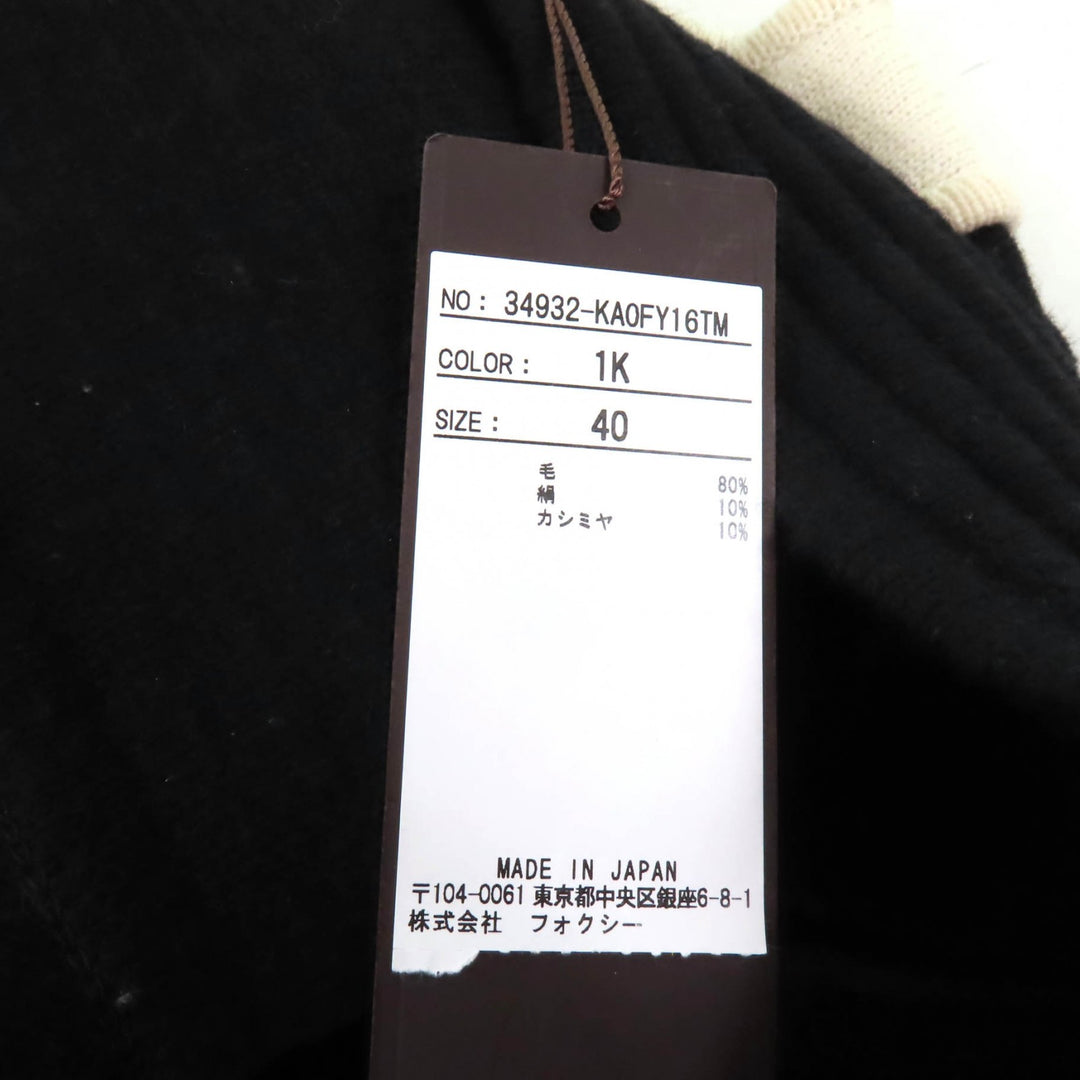Excellent FOXEY one piece Knit Dress Mini Dress Black Ivory wool Women 40 34932