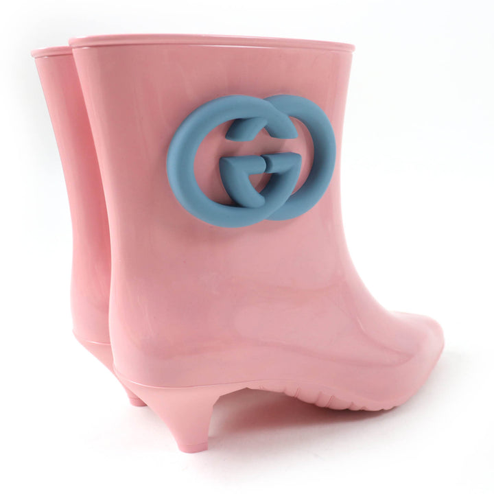 Pristine GUCCI Rain shoes Interlocking G rubber rain boots pink rubber Women