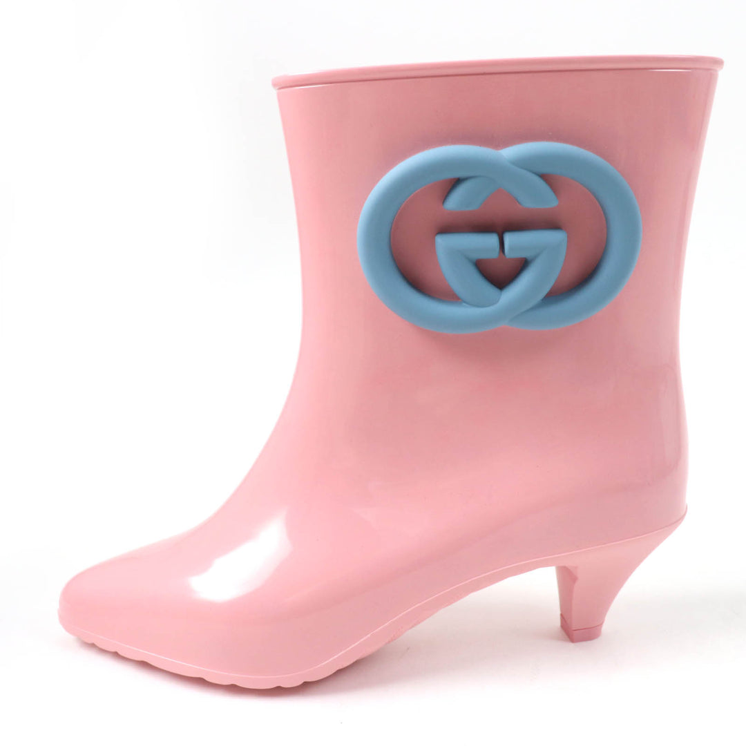 Pristine GUCCI Rain shoes Interlocking G rubber rain boots pink rubber Women