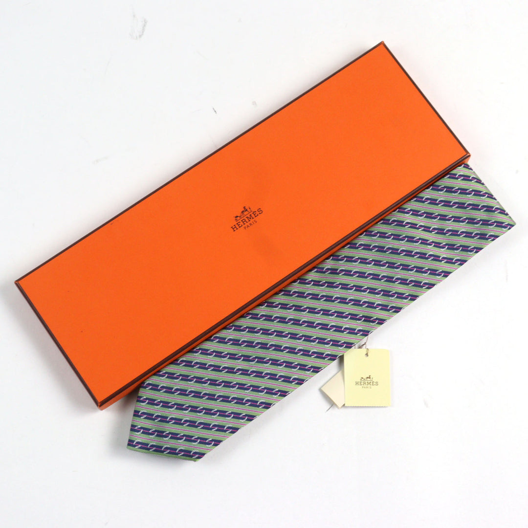 Pristine HERMES tie CRAVATE SOIE LOURDE Regimental stripes multicolor silk mens