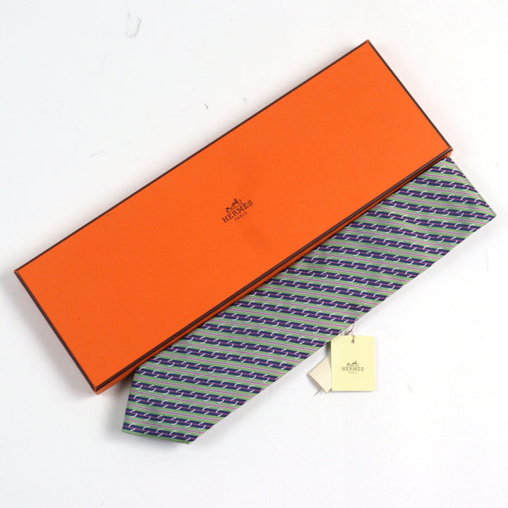Pristine HERMES tie CRAVATE SOIE LOURDE Regimental stripes multicolor silk mens
