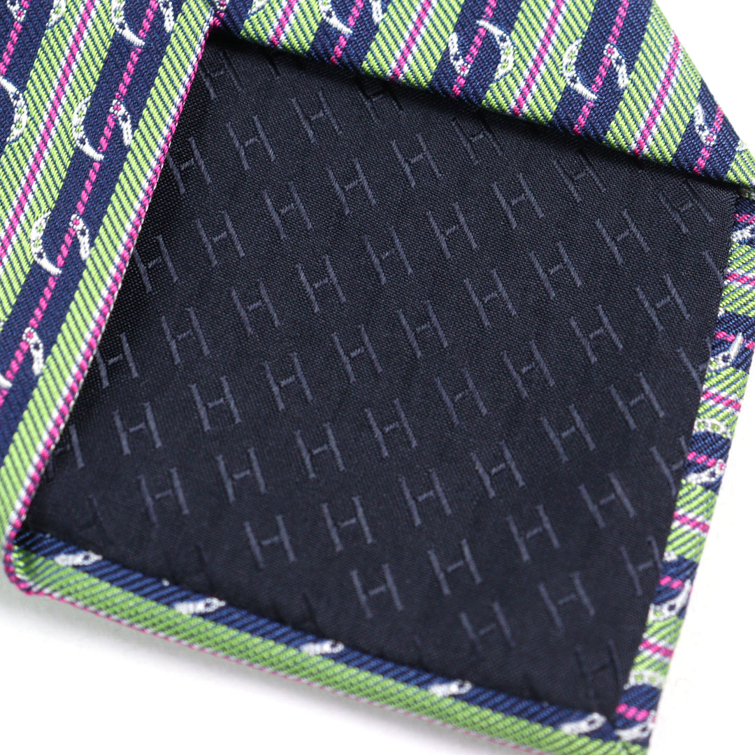 Pristine HERMES tie CRAVATE SOIE LOURDE Regimental stripes multicolor silk mens
