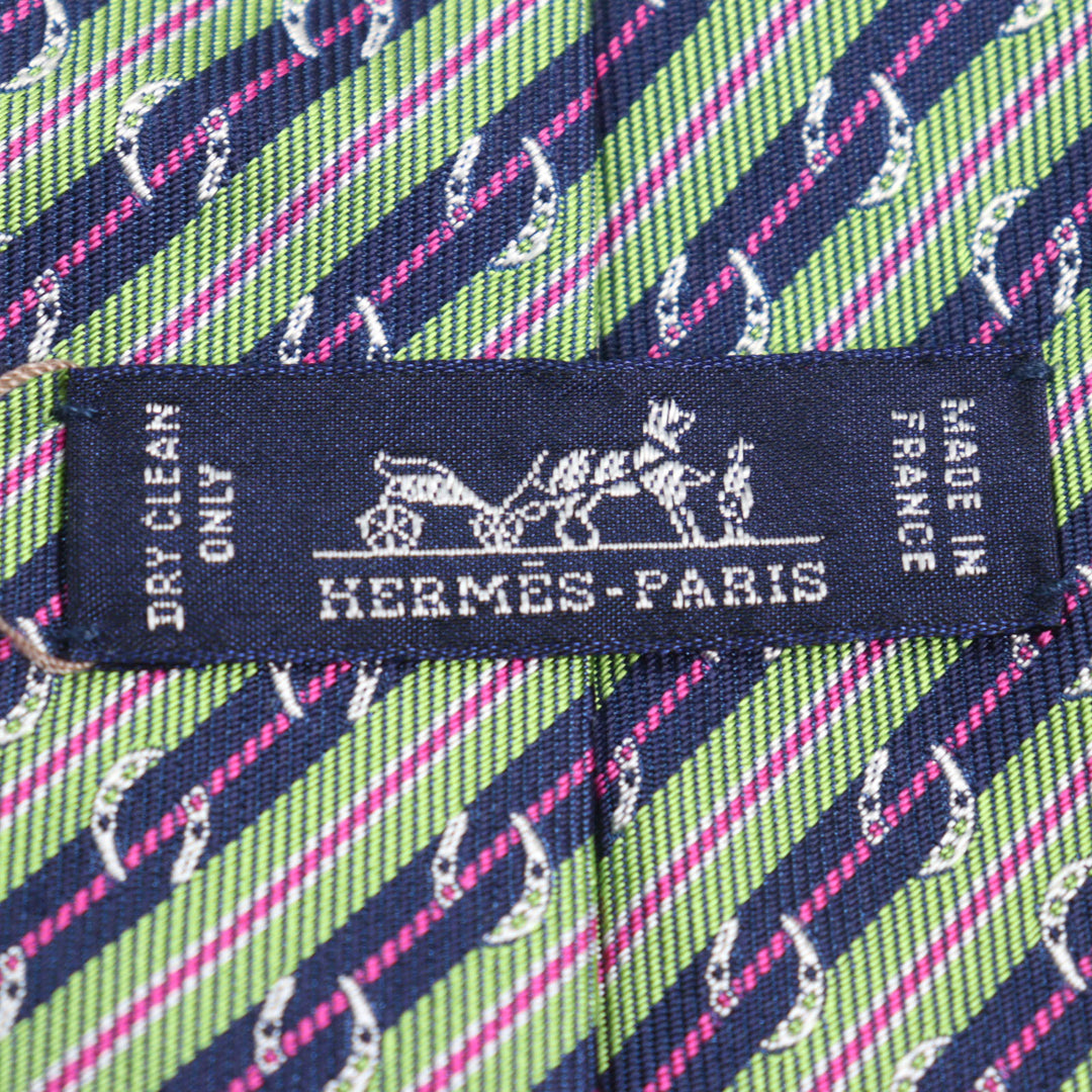 Pristine HERMES tie CRAVATE SOIE LOURDE Regimental stripes multicolor silk mens