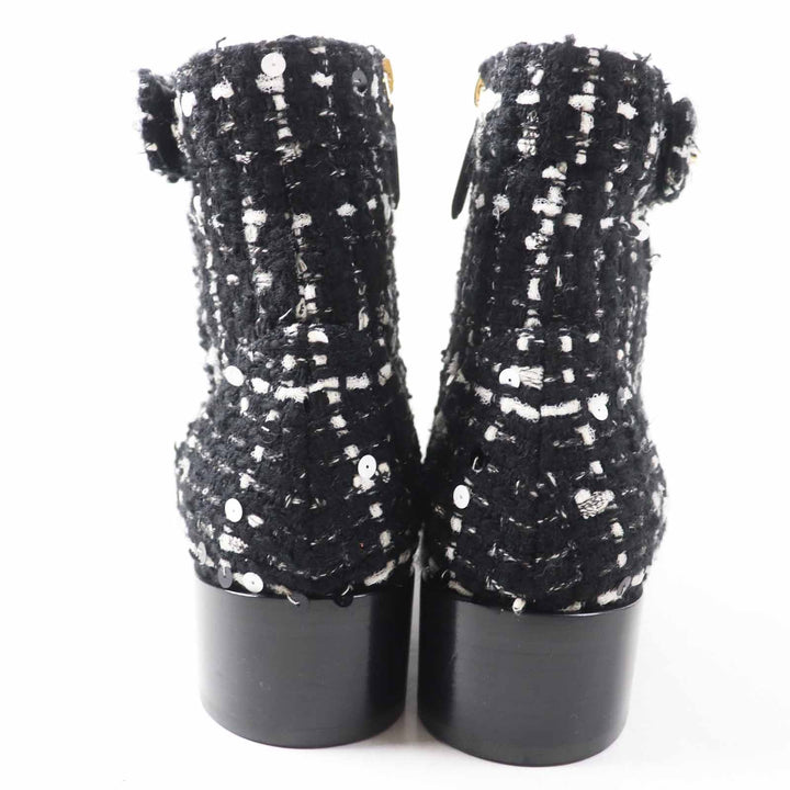Pristine CHANEL short boots COCO Mark Turnlock with Sequins Women 36 G36763