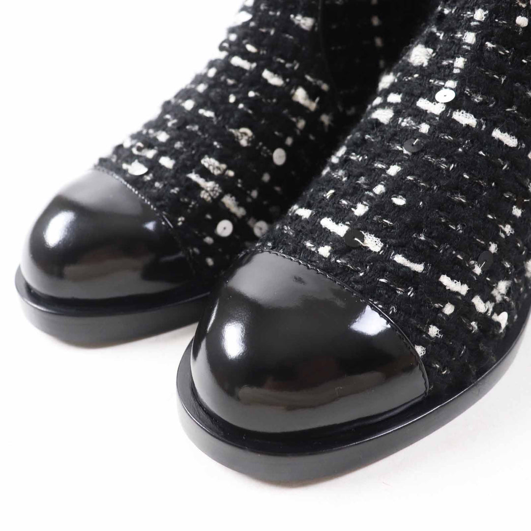 Pristine CHANEL short boots COCO Mark Turnlock with Sequins Women 36 G36763