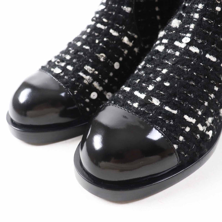 Pristine CHANEL short boots COCO Mark Turnlock with Sequins Women 36 G36763