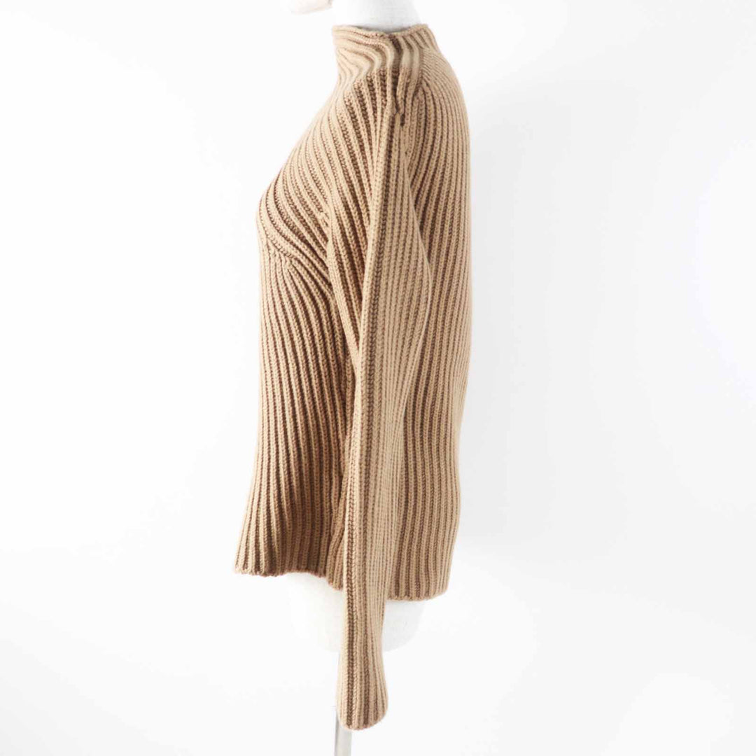 Excellent JIL SANDER knit Asymmetrical Long Sleeve Brown beige wool Women 34