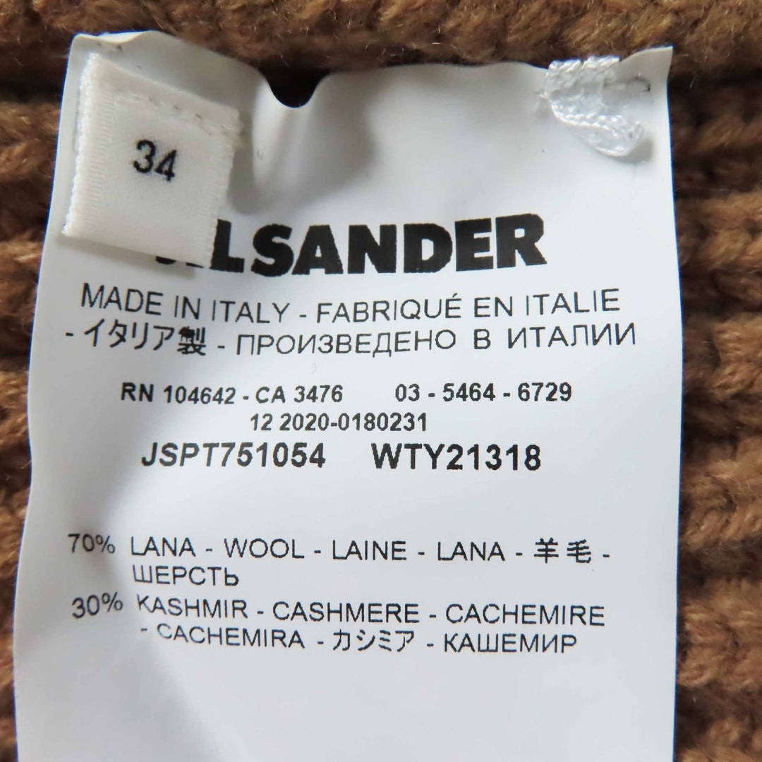 Excellent JIL SANDER knit Asymmetrical Long Sleeve Brown beige wool Women 34