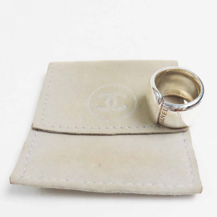 Great CHANEL Ring logo Silver SV925 Women
