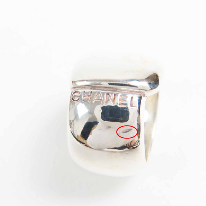 Great CHANEL Ring logo Silver SV925 Women