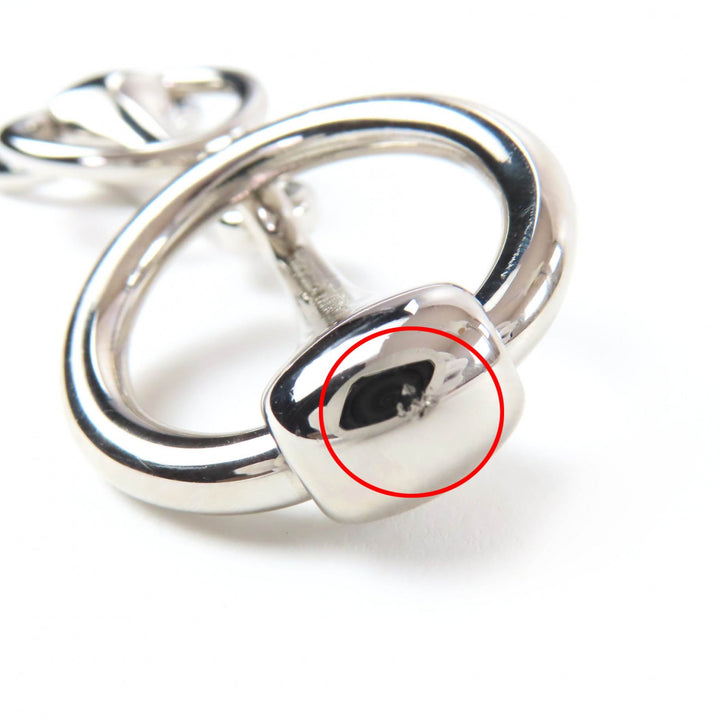 Great HERMES Scarf ring Horsebit Silver Women