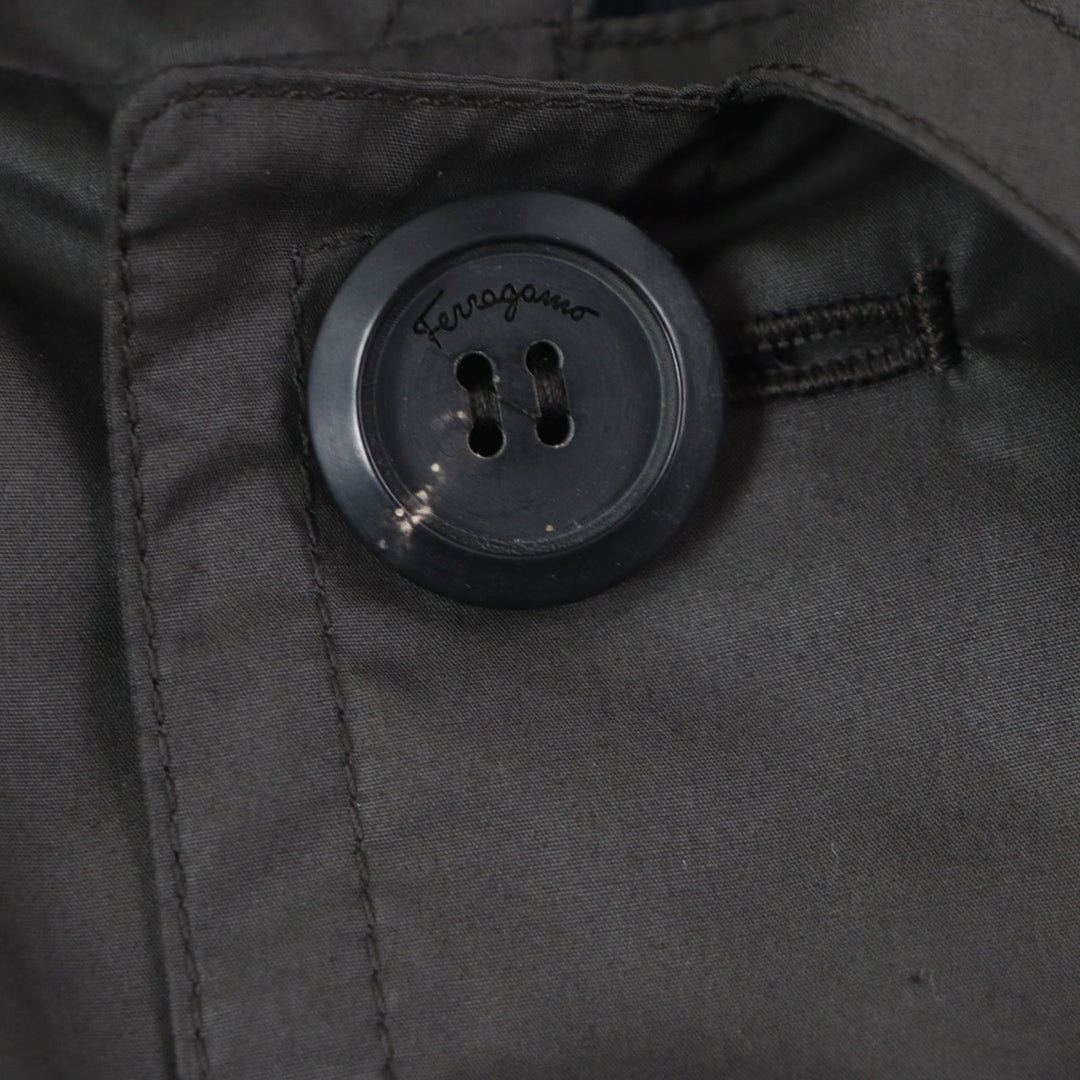 Great Salvatore Ferragamo coat Logo button closure Charcoal gray mens 52