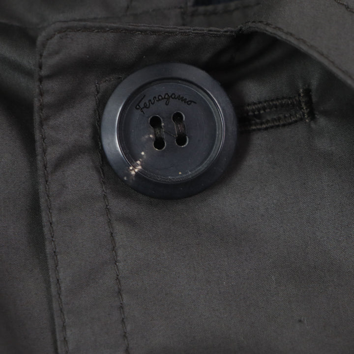 Great Salvatore Ferragamo coat Logo button closure Charcoal gray mens 52