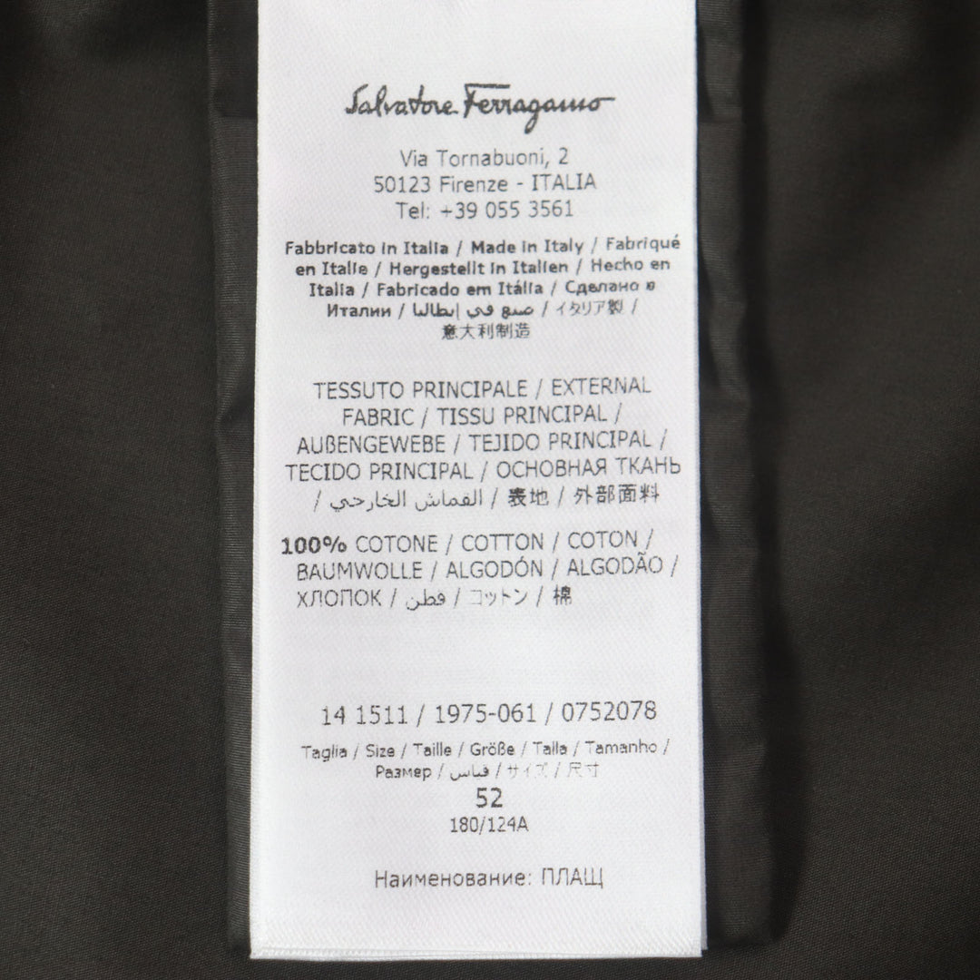 Great Salvatore Ferragamo coat Logo button closure Charcoal gray mens 52
