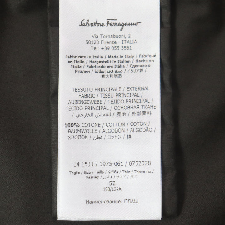 Great Salvatore Ferragamo coat Logo button closure Charcoal gray mens 52