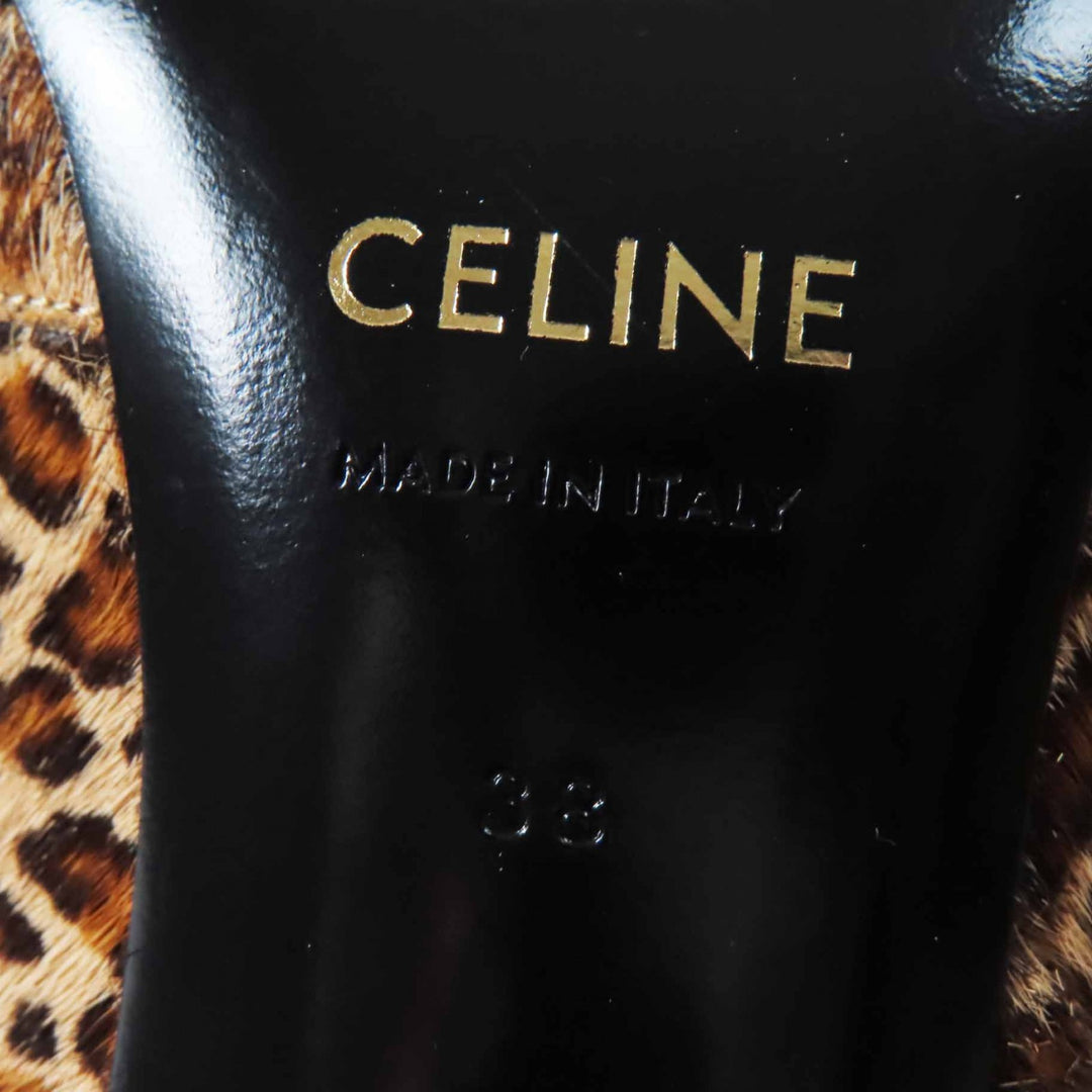 Excellent CELINE short boots Leopard Pattern Pointed Toe Brown black Harako