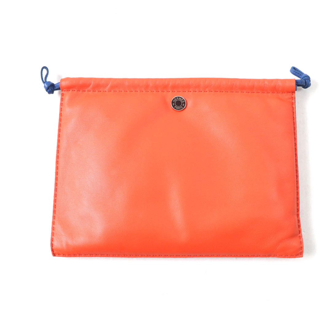 Very Good HERMES Cosmetics Pouch Pillow Anjou Miro Swift with Serie Buttons Women