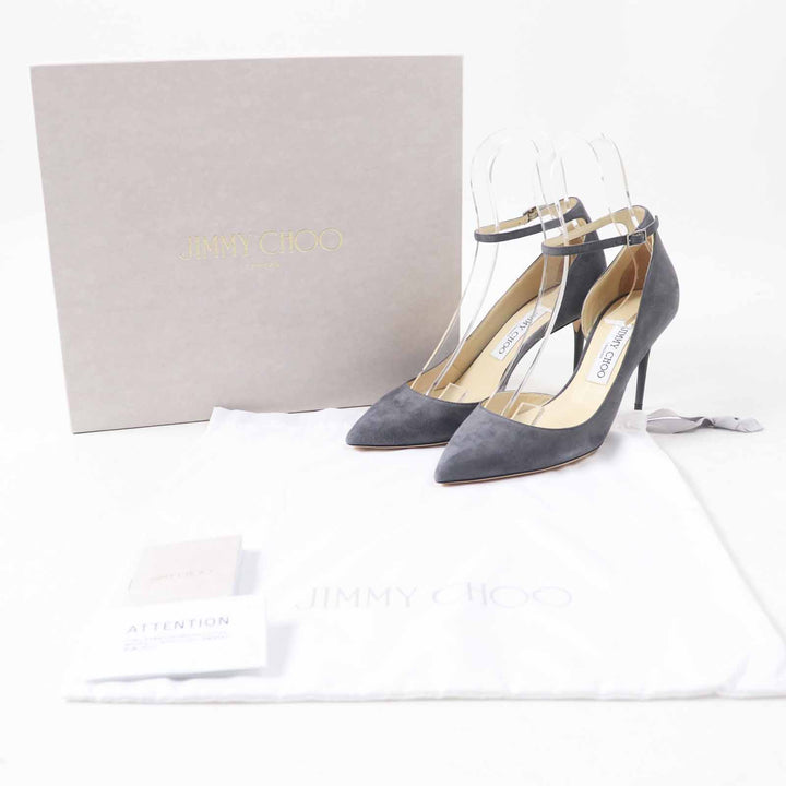 Pristine JIMMY CHOO pumps LUCY85 Pointed toe stiletto heel with ankle strap