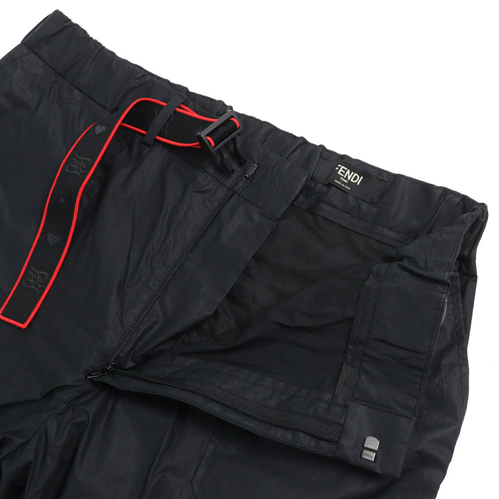 Pristine FENDI Pants Logo Buckle Belt Design Easy black cotton mens 50 FB0741