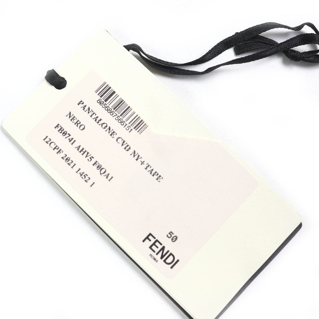 Pristine FENDI Pants Logo Buckle Belt Design Easy black cotton mens 50 FB0741
