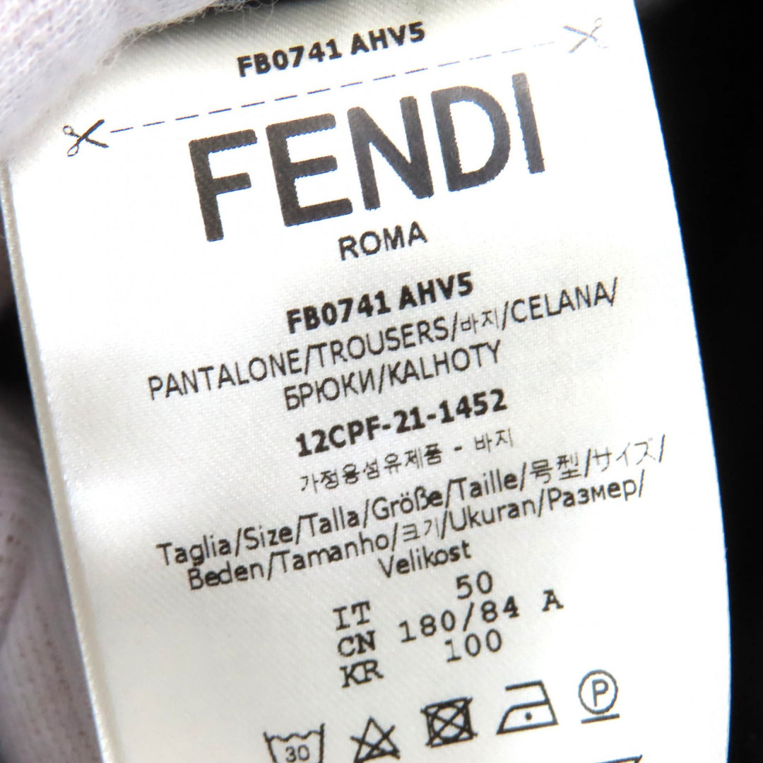 Pristine FENDI Pants Logo Buckle Belt Design Easy black cotton mens 50 FB0741