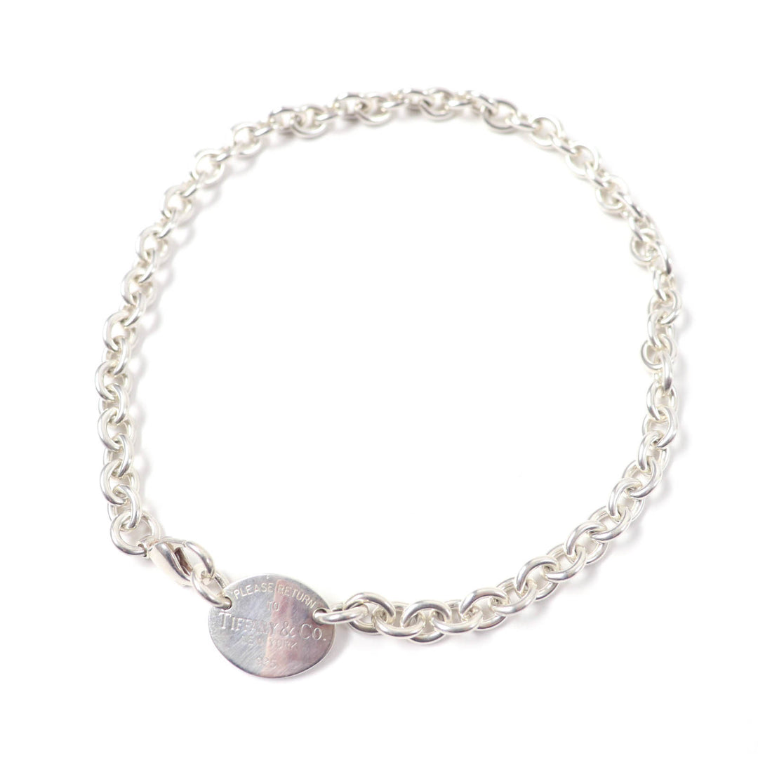 Very Good TIFFANY&Co. choker Oval tag Necklace Silver SV925 Women