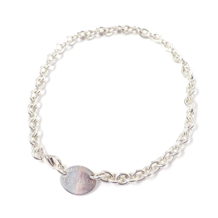 Very Good TIFFANY&Co. choker Oval tag Necklace Silver SV925 Women