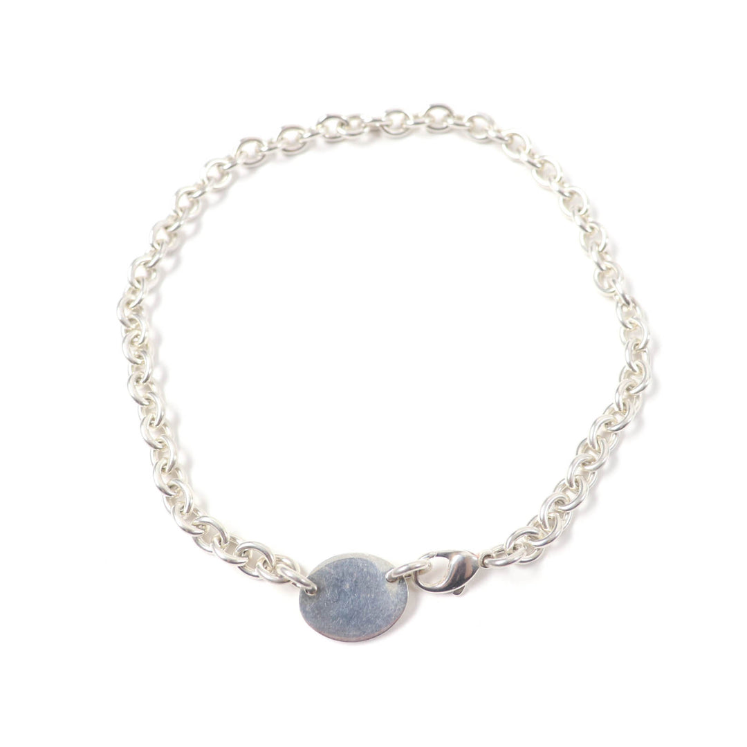 Very Good TIFFANY&Co. choker Oval tag Necklace Silver SV925 Women