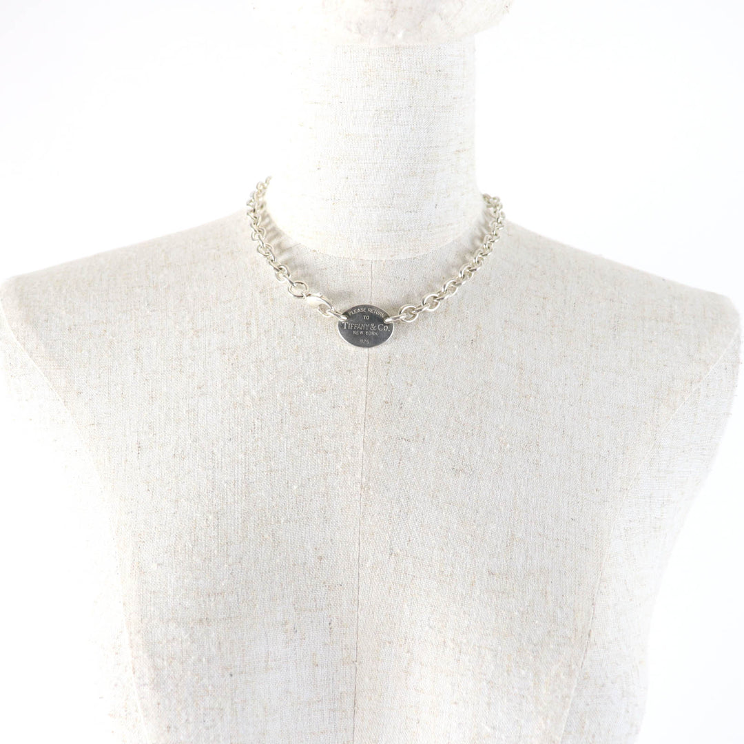 Very Good TIFFANY&Co. choker Oval tag Necklace Silver SV925 Women