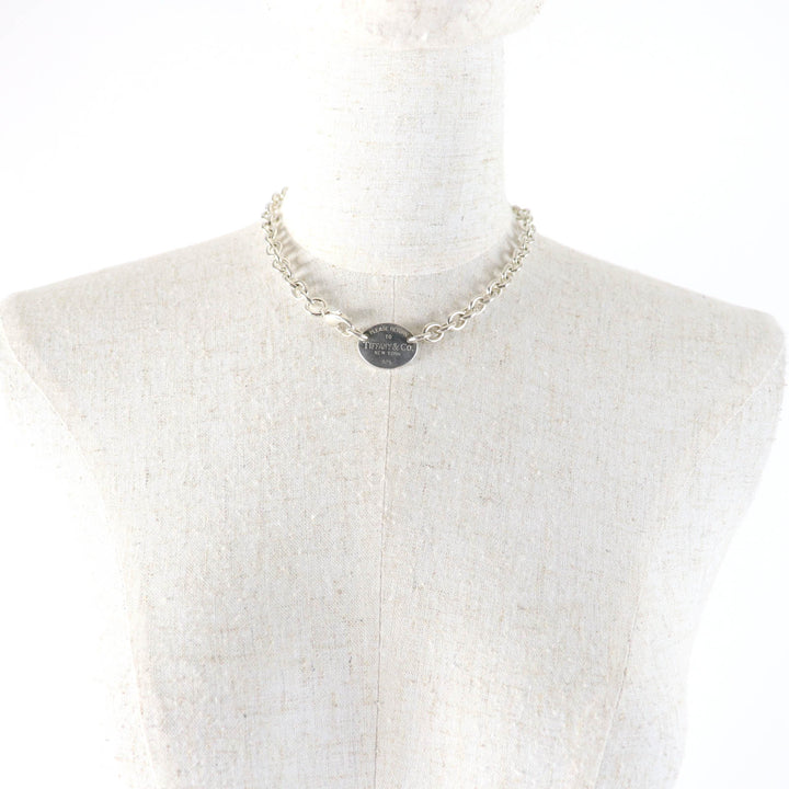 Very Good TIFFANY&Co. choker Oval tag Necklace Silver SV925 Women